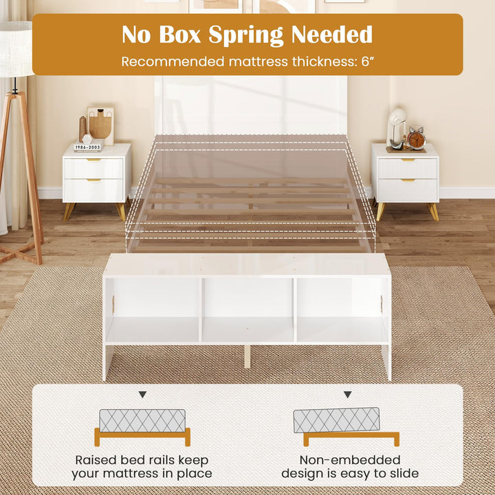 Giantex Bed Frame with Storage Headboard & Footboard