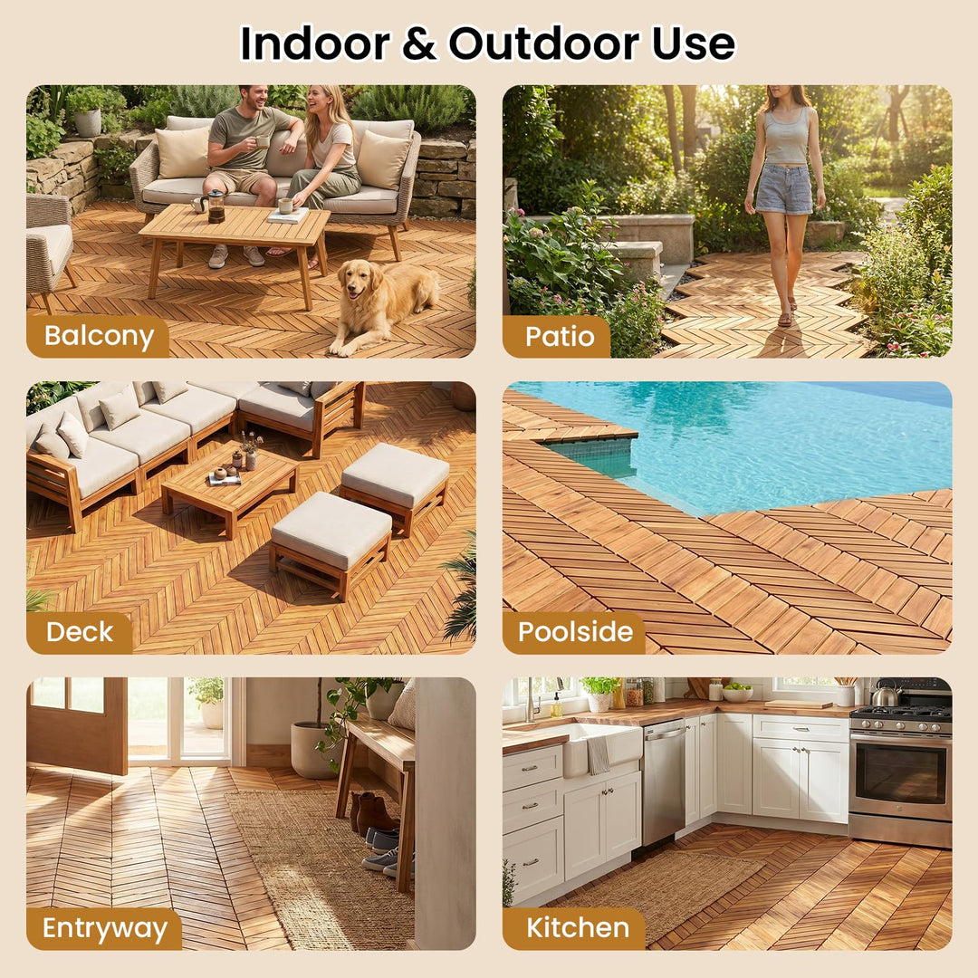 Giantex 30 PCS Interlocking Patio Flooring Tiles with Drainage Base