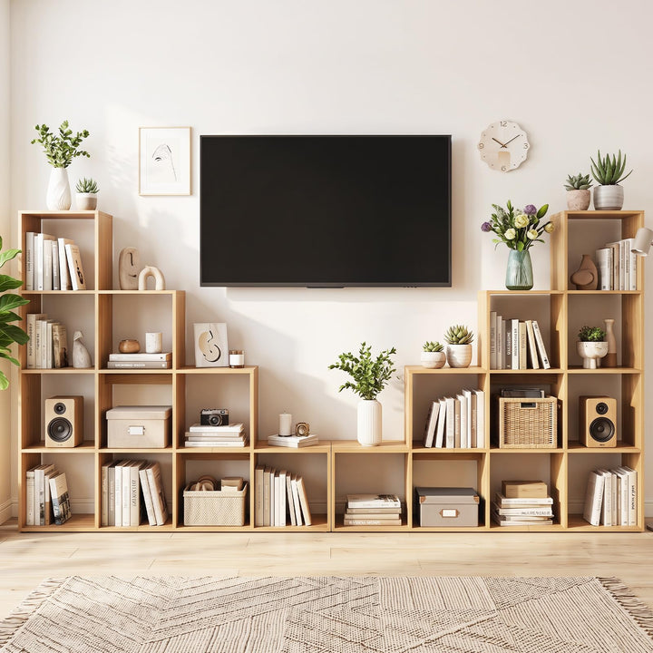 Giantex 51" Wooden 10-Cube Stepped Bookcase for Living Room