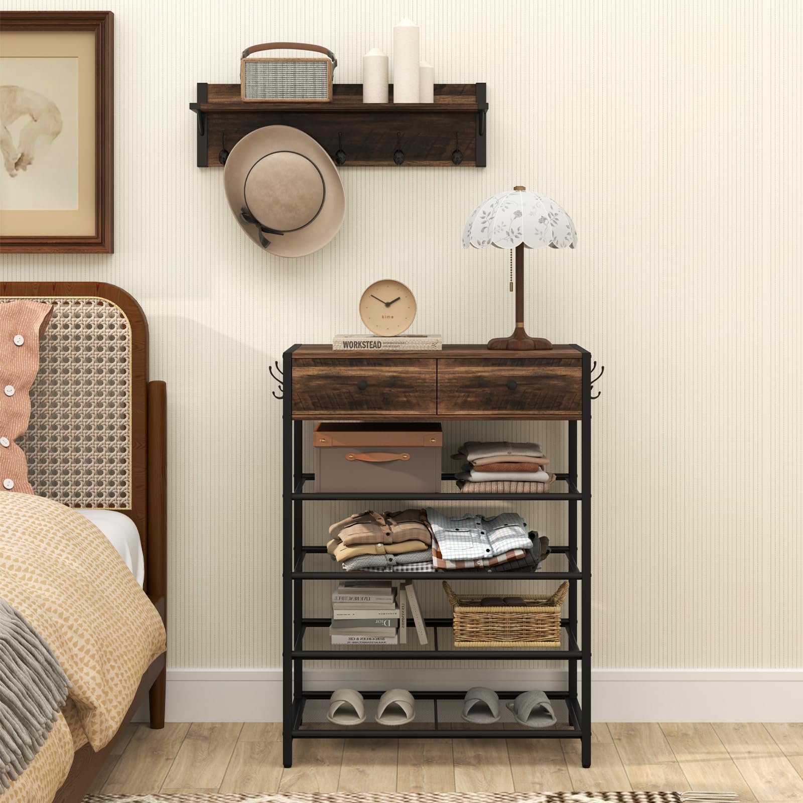 Giantex Coat Rack Shoe Stand Set