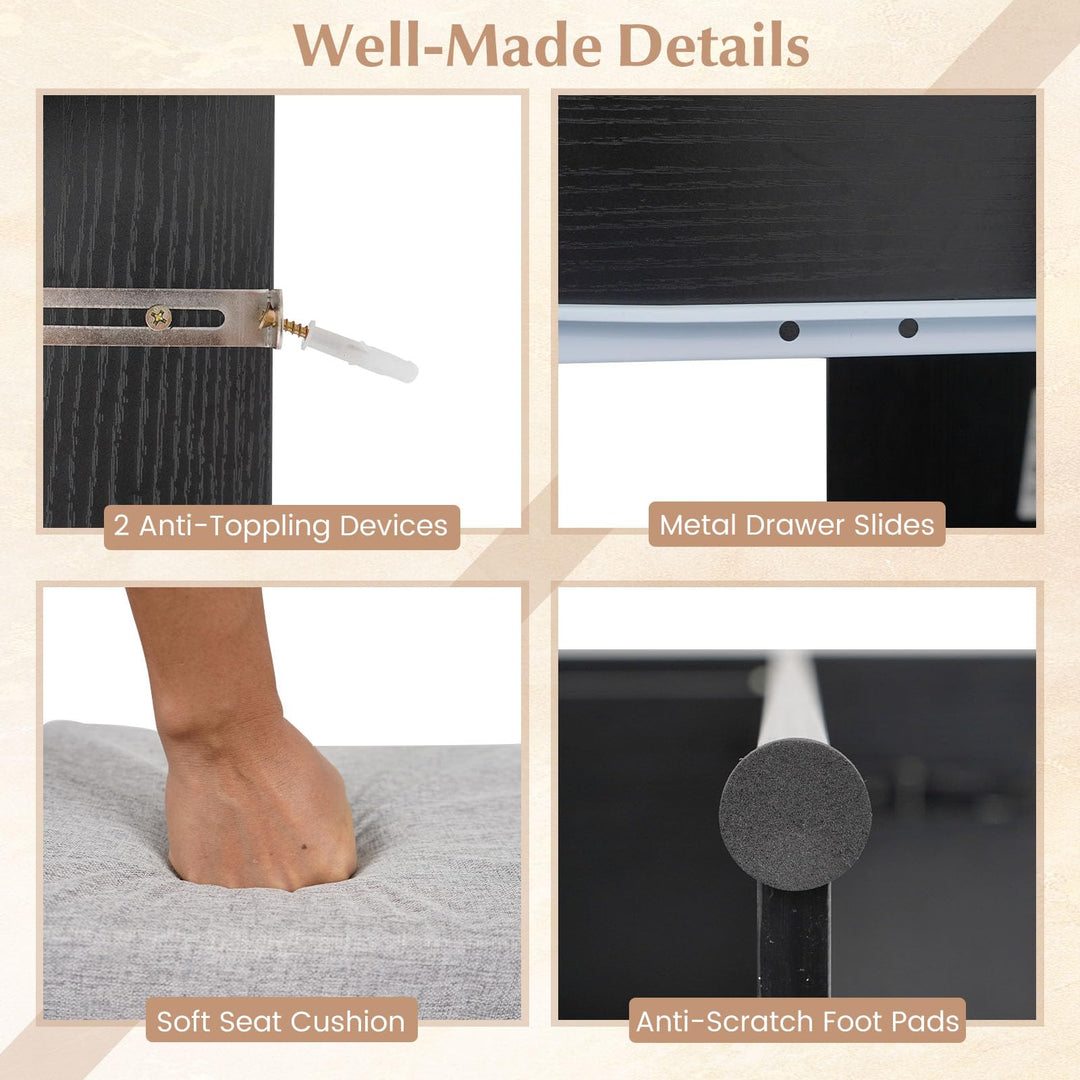 CHARMAID Compact Vanity Desk with Lighted Mirror & Charging Station