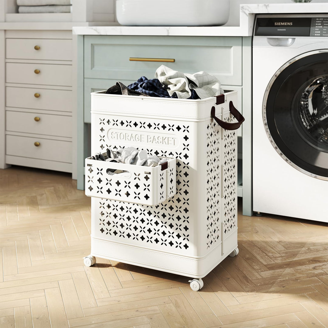 Giantex 75L Collapsible Laundry Basket with Wheels