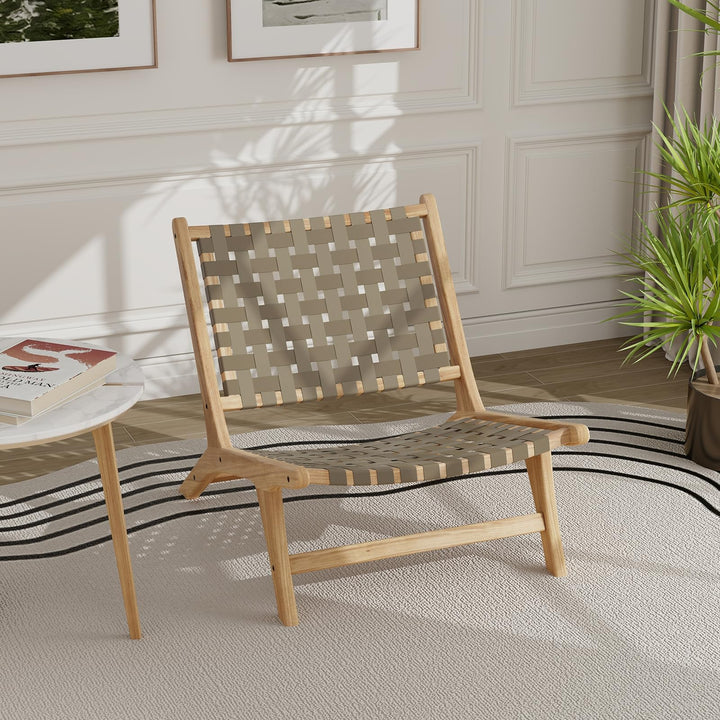 Giantex Woven Accent Chair Set of 1/2, Boho Mid Century Modern Armless Accent Chair w/Nylon Backrest &amp; Seat