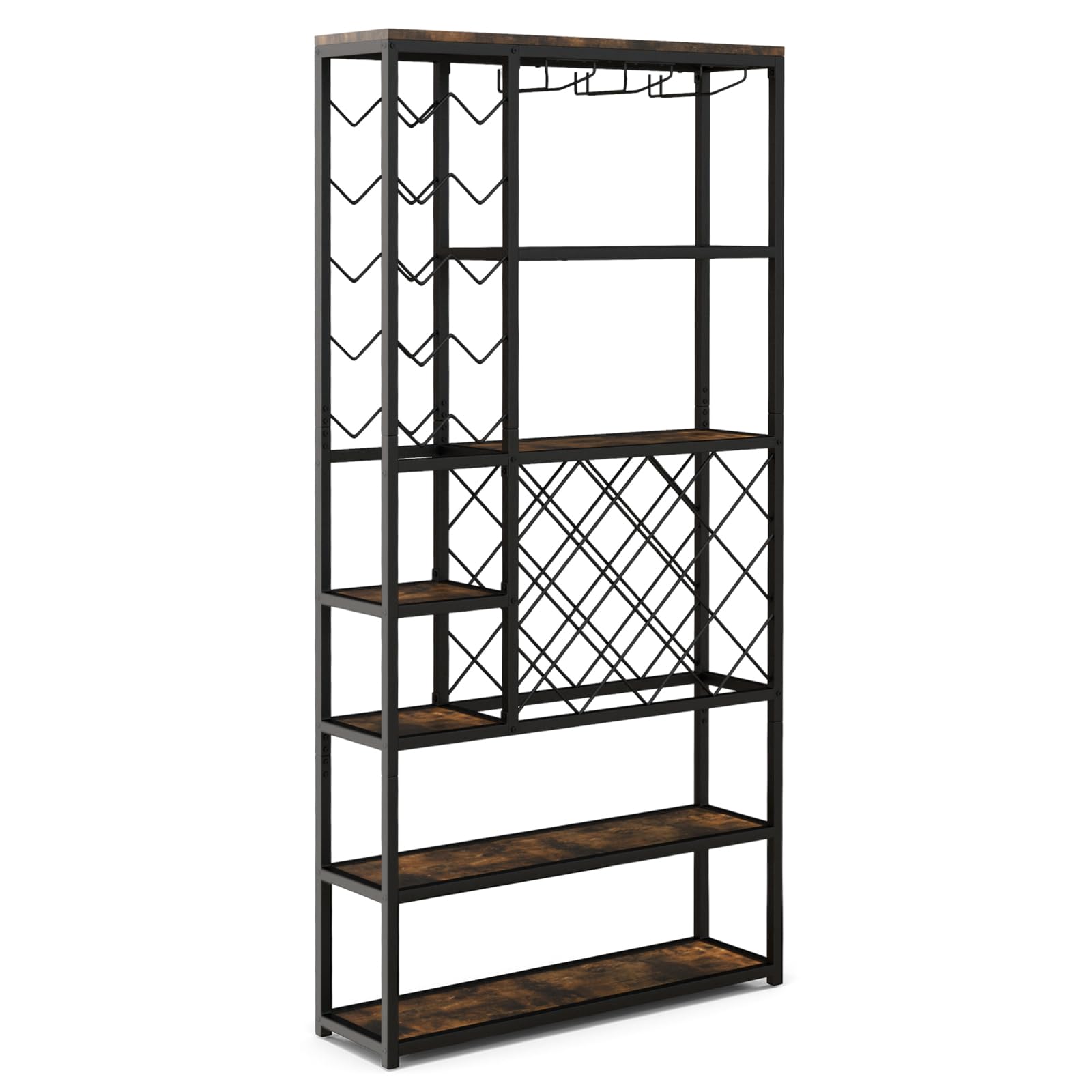 Giantex 27-Bottle Wine Rack Freestanding Floor, Industrial Metal Wine Storage Rack