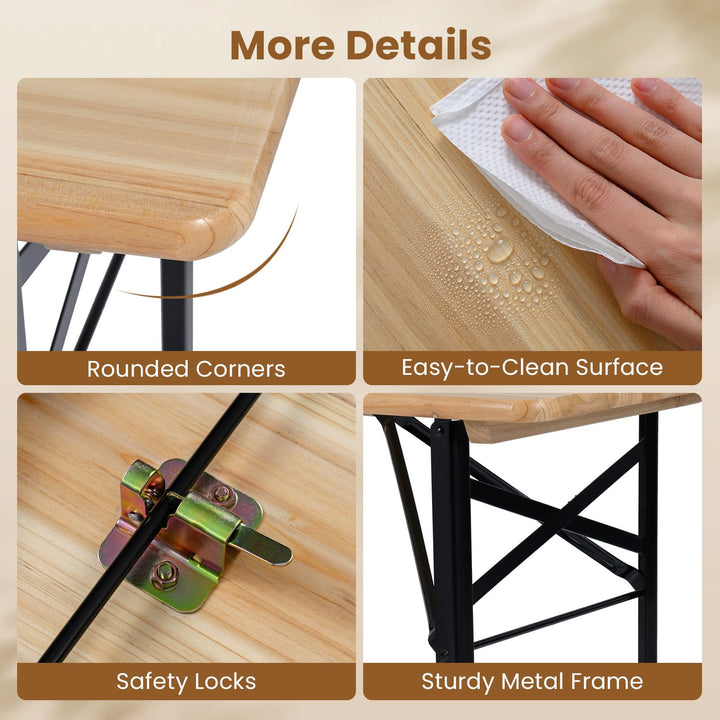 3-Piece Folding Picnic Table with Benches Set (70&