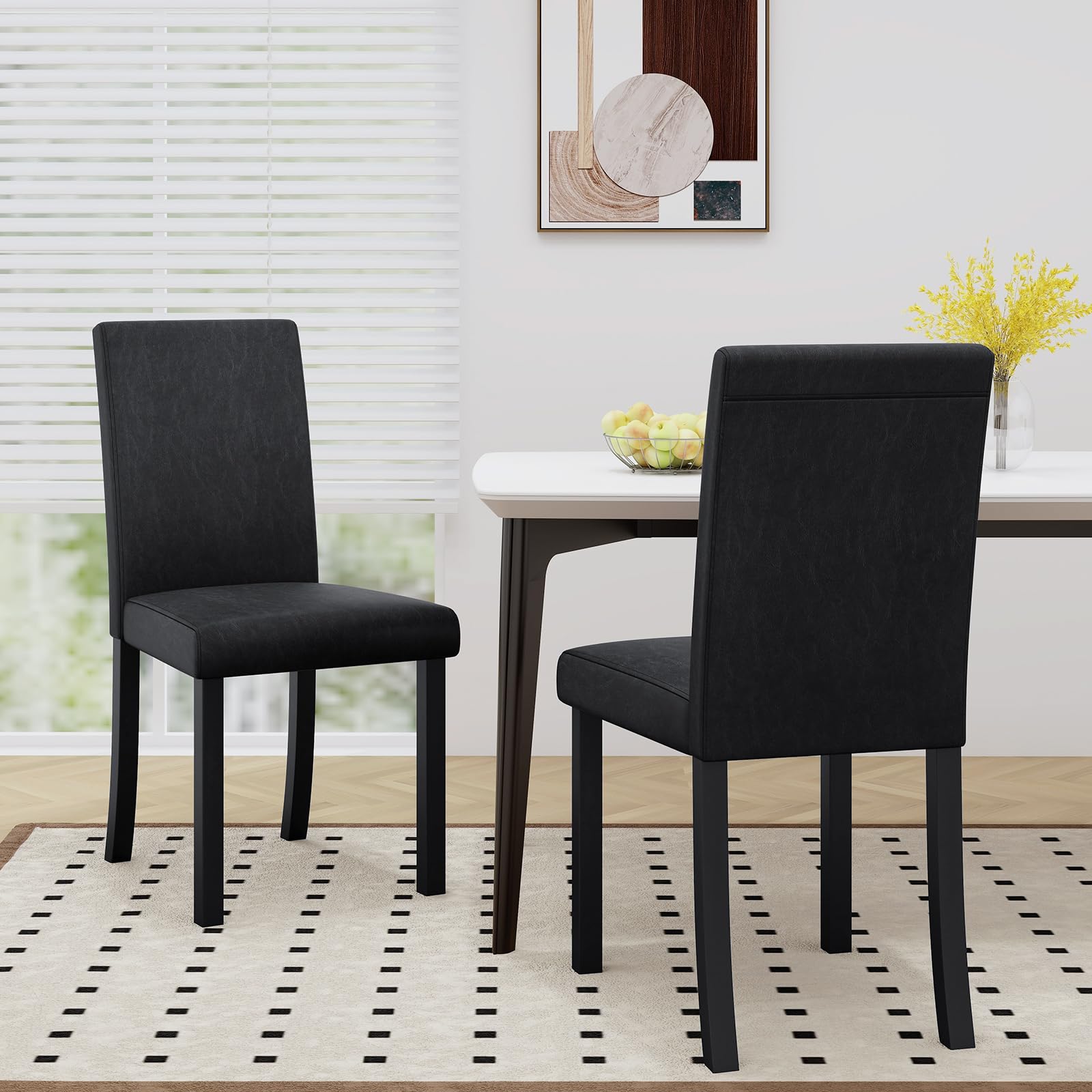 Giantex Dining Chairs Set of 4, Upholstered Kitchen Dinette Chairs w/Wood Frame