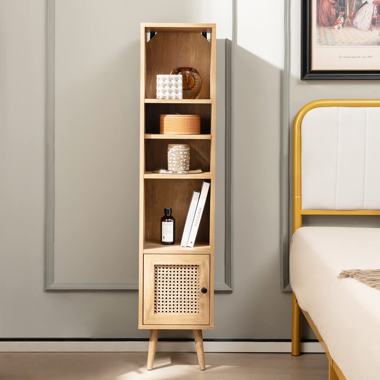 Giantex 54" Tall 4-Tier Bookcase with Door