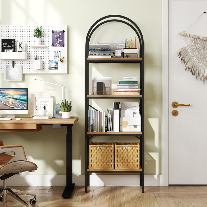 GIANTEX 4-Tier Arched Bookshelf with Metal Frame for Living Room