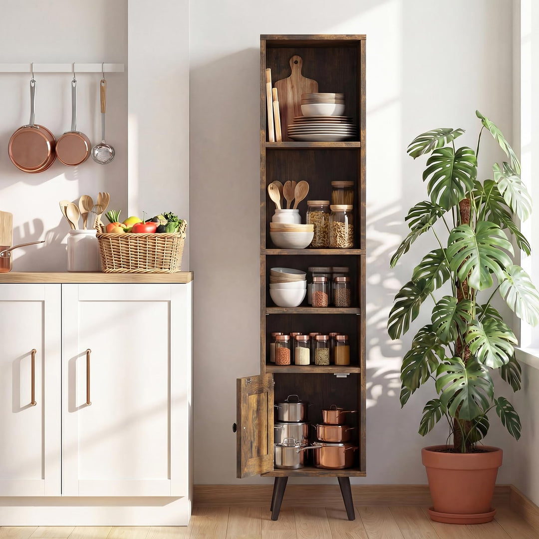 Giantex 6-Tier Tall Narrow Bookcase 54 Inches Slim Storage Cabinet