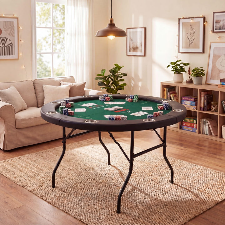 Giantex 8 Player 48" Round Texas Holdem Poker Table Foldable