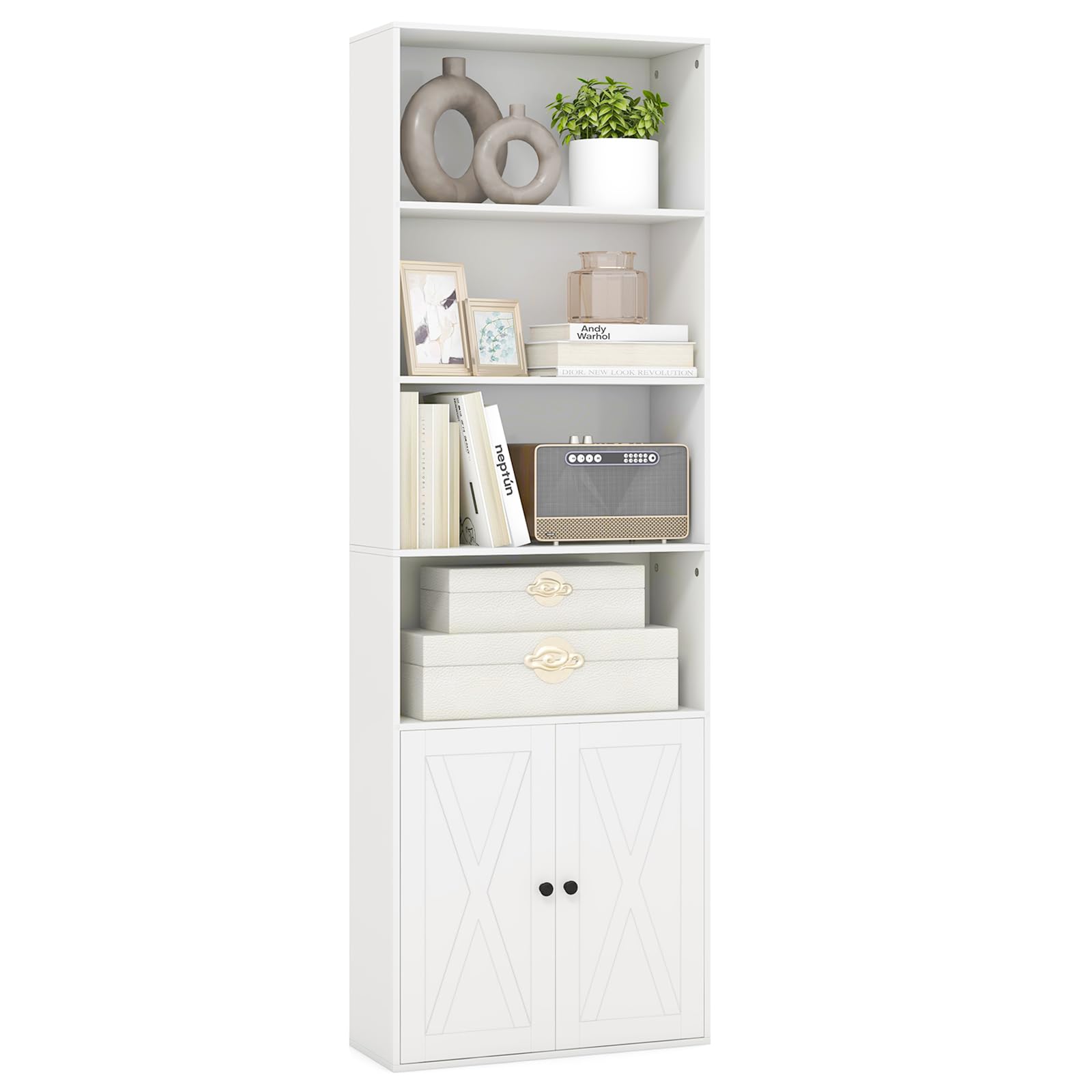 Giantex 71" Tall Bookcase with Doors