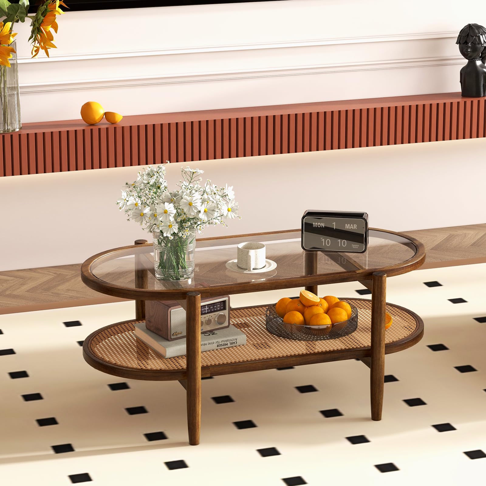 Boho Rattan Coffee Table - Giantex