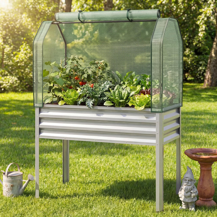 Giantex Raised Garden Bed with Legs &amp; Greenhouse Cover (1/2)