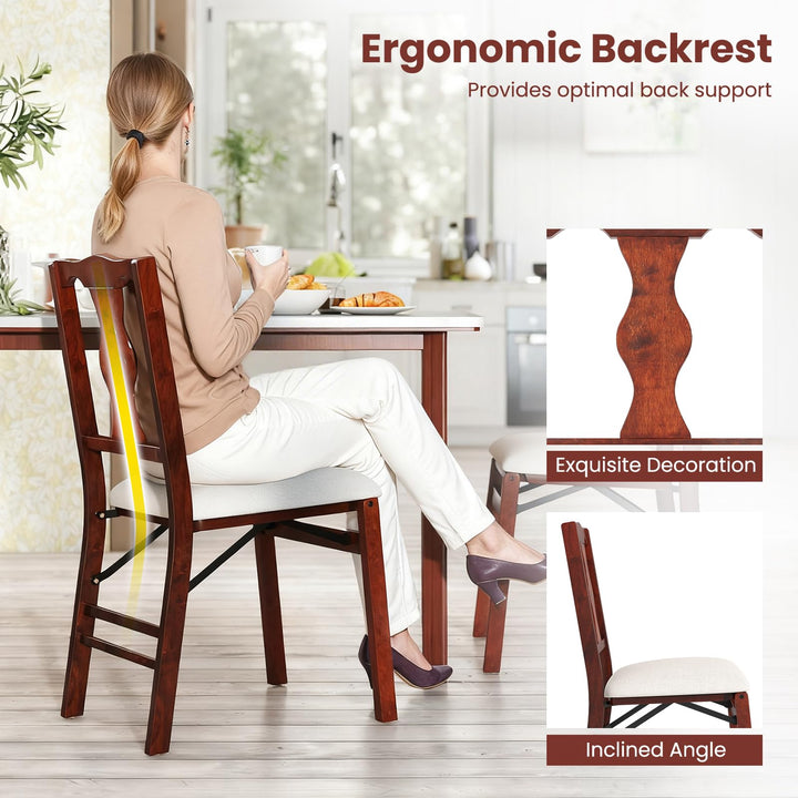 Giantex Folding Dining Chairs Set of 2/4 Upholstered Dining Chairs with Comfy Padded Seats