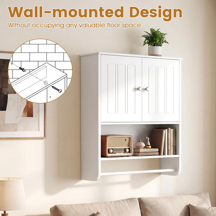Giantex Bathroom Wall Cabinet with Towel Bar &amp; Adjustable Shelf