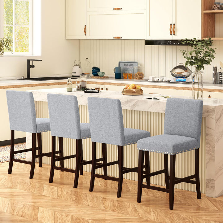 Giantex Modern Bar Stools Set of 2/4 26" Upholstered Counter Height Bar Stools w/Tilt Backrest