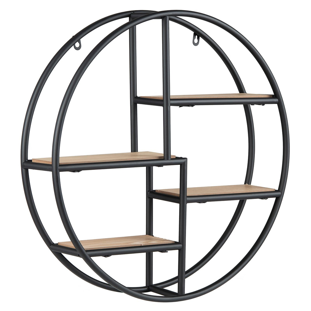 Giantex Industrial Style Round Wall Shelves for Living Room