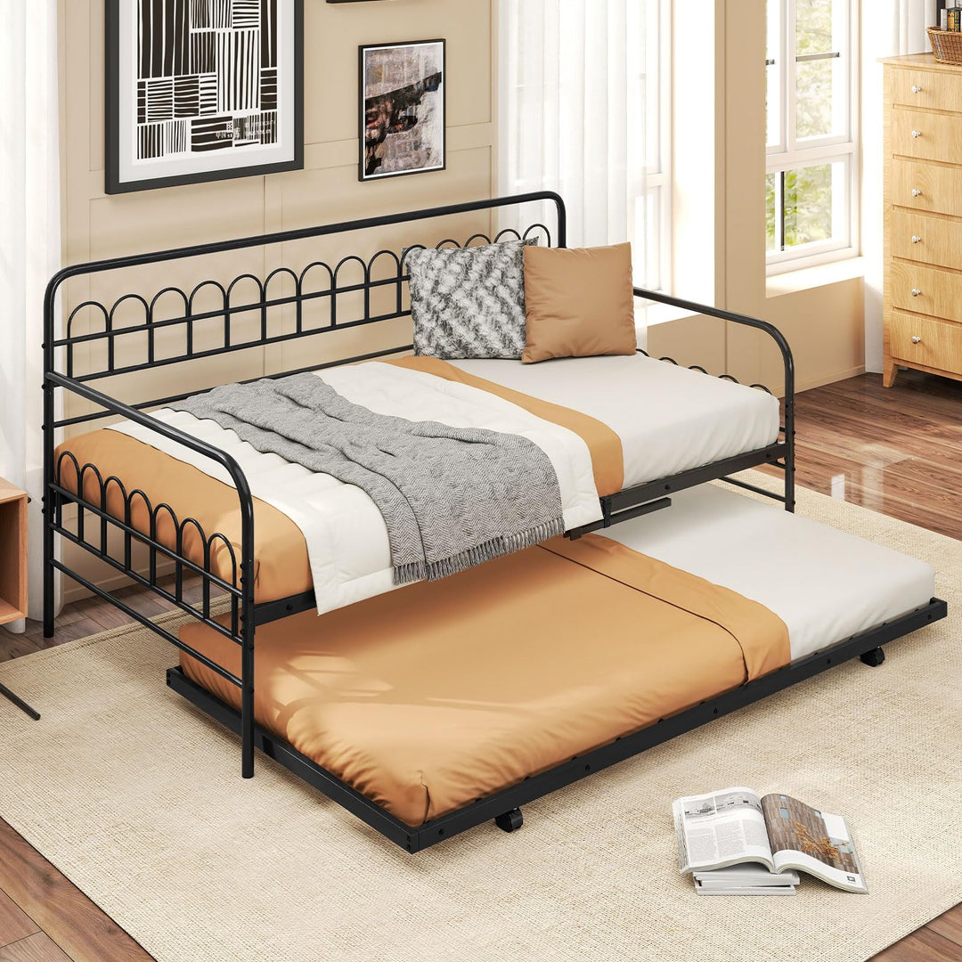Giantex Twin Daybed with Trundle with Heavy-Duty Metal Slats