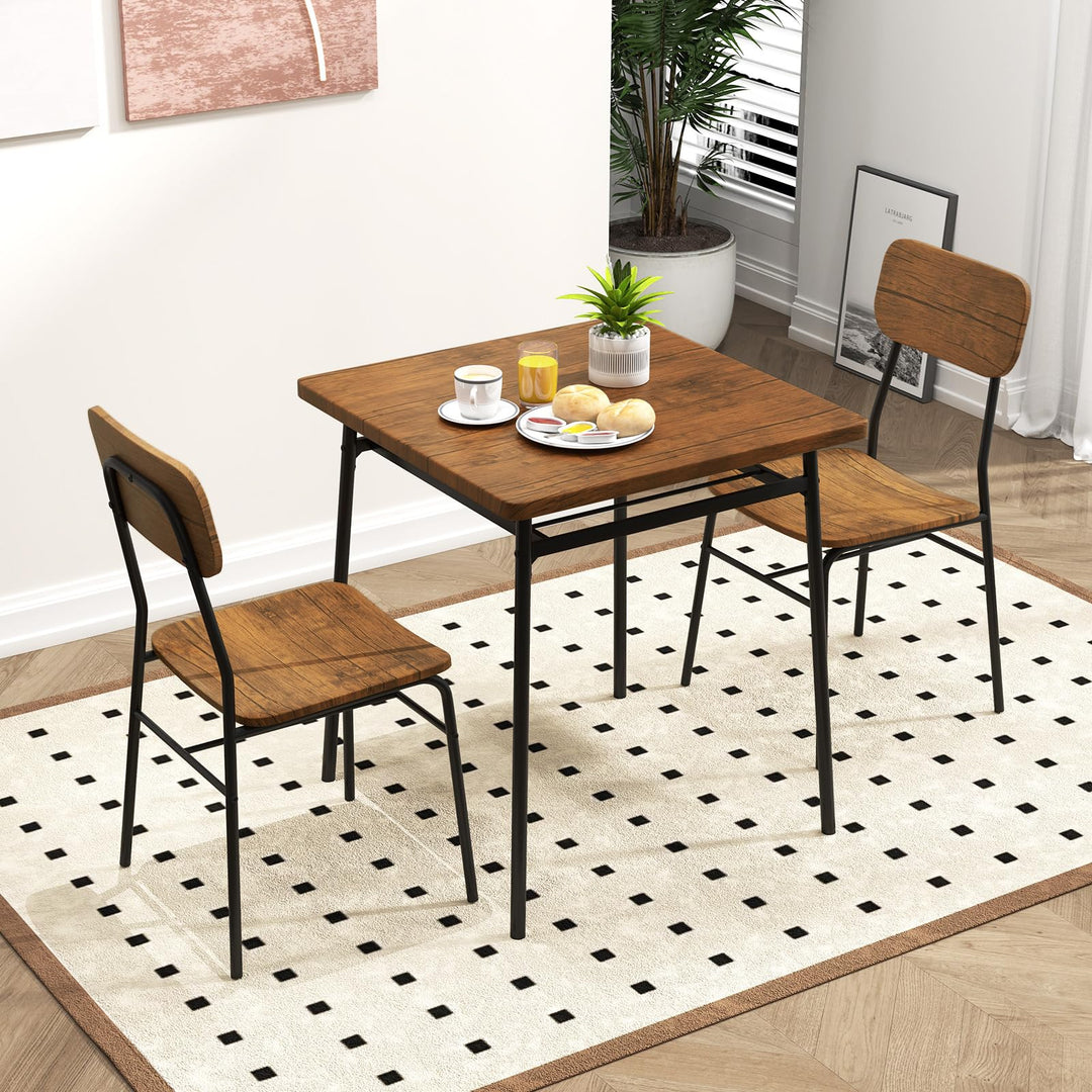 Giantex 3-Piece Dining Table Set, Kitchen Table Chairs Set with Dinner Table, Storage Rack, Metal Frame