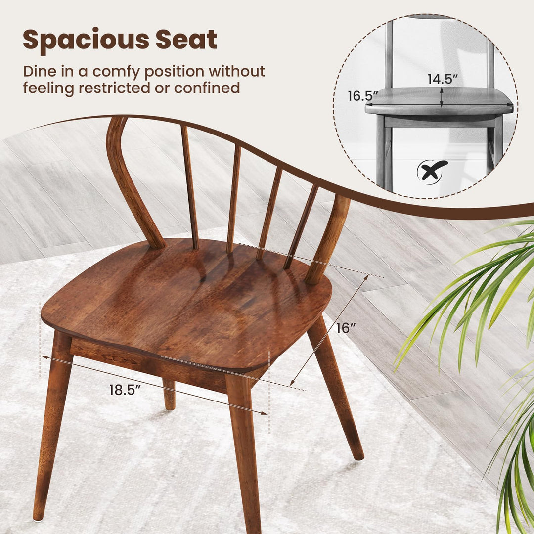Giantex Wooden Dining Chairs Set of 2/4, Windsor Kitchen Chairs w/High Spindle Back & Rubber Wood Legs