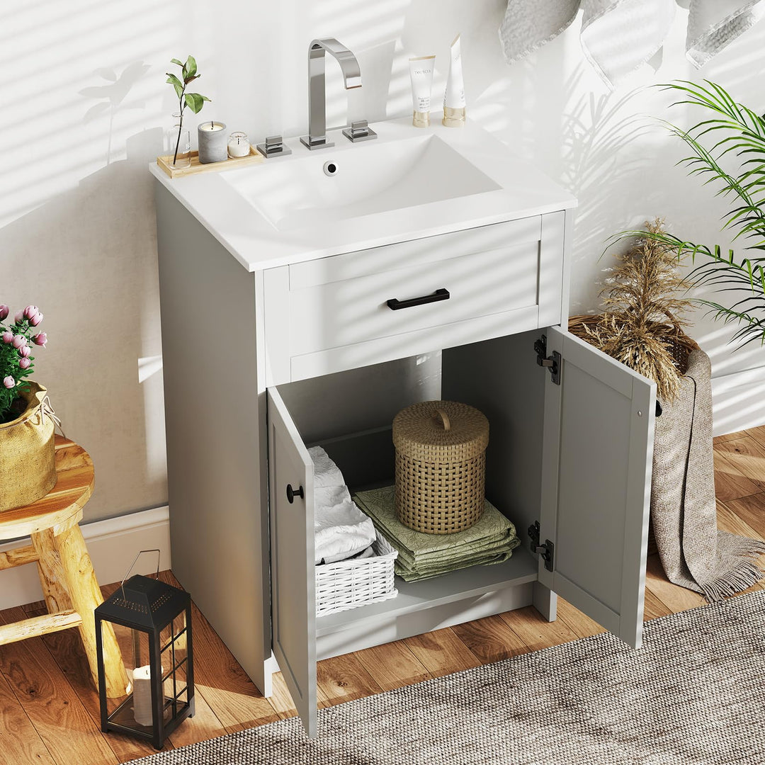 Giantex 24” Undermount Bathroom Cabinet with Ceramic Basin