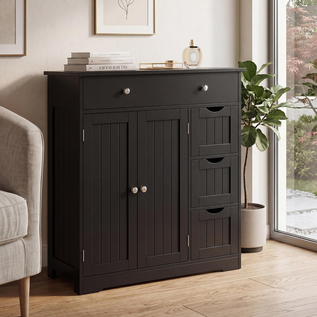 GIANTEX Bathroom Storage Cabinet with 4 Drawers and 2 Doors