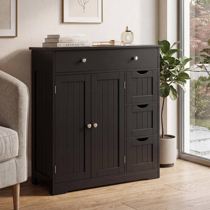 GIANTEX Bathroom Storage Cabinet with 4 Drawers and 2 Doors
