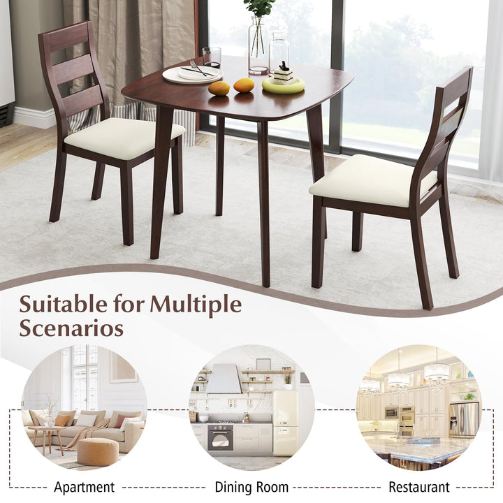 Giantex Wooden Square Kitchen Table and 2 Chairs with Padded Seat