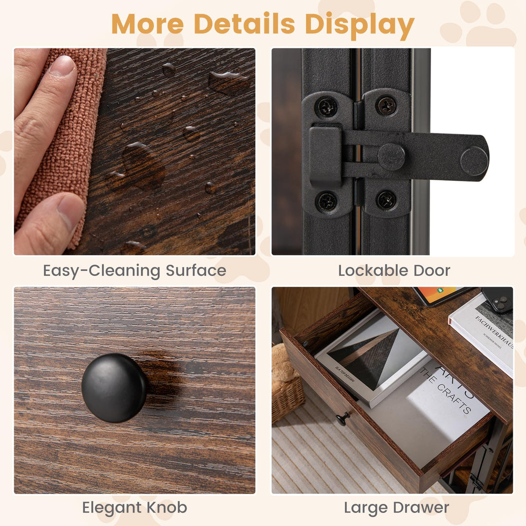 Giantex Dog Crate End Table with Charging Station