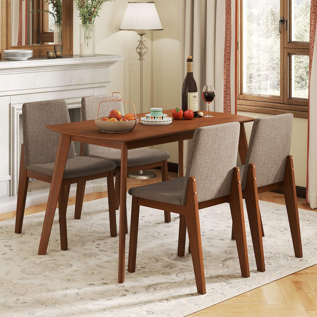 Giantex Rectangular Kitchen Table and Chairs Set w/Rubber Wood Frame