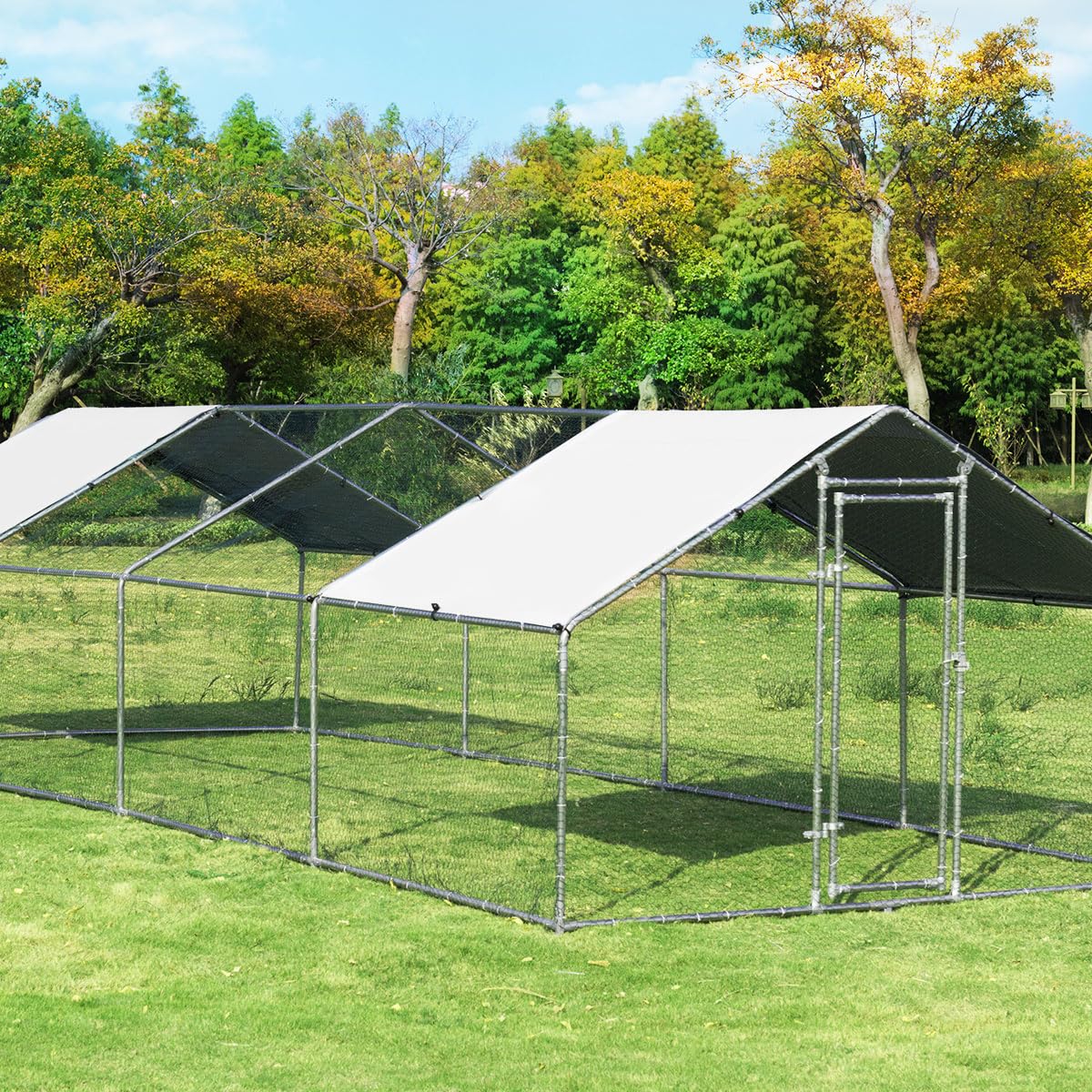 Giantex Large Metal Chicken Coop, Walk-in Chicken Coops Run House Shade Cage with Waterproof