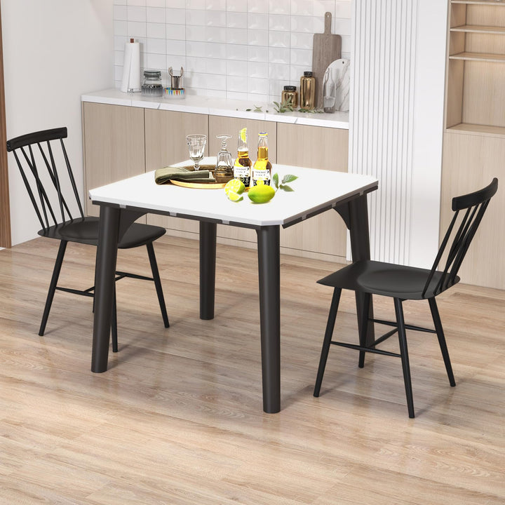 Giantex Metal Dining Chairs Set, Farmhouse Kitchen Chairs w/High Cross Backrest & Curved Seat