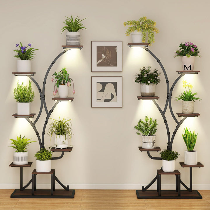 Giantex Plant Stand Indoor with Grow Lights 8-Tier 58" Tall Corner Metal Plant Shelf