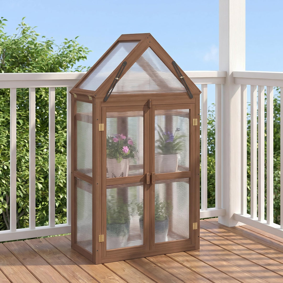 GIANTEX Garden Cold Frame w/ Transparent Flip-Top Roof &amp; 2 Adjustable Shelves
