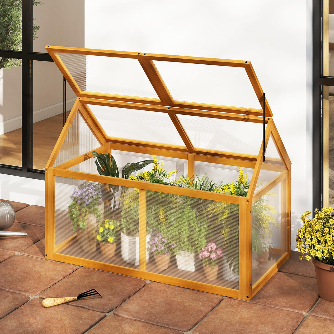 Giantex Portable Raised Flower Planter Protection with Transparent Panels & Adjustable Roof