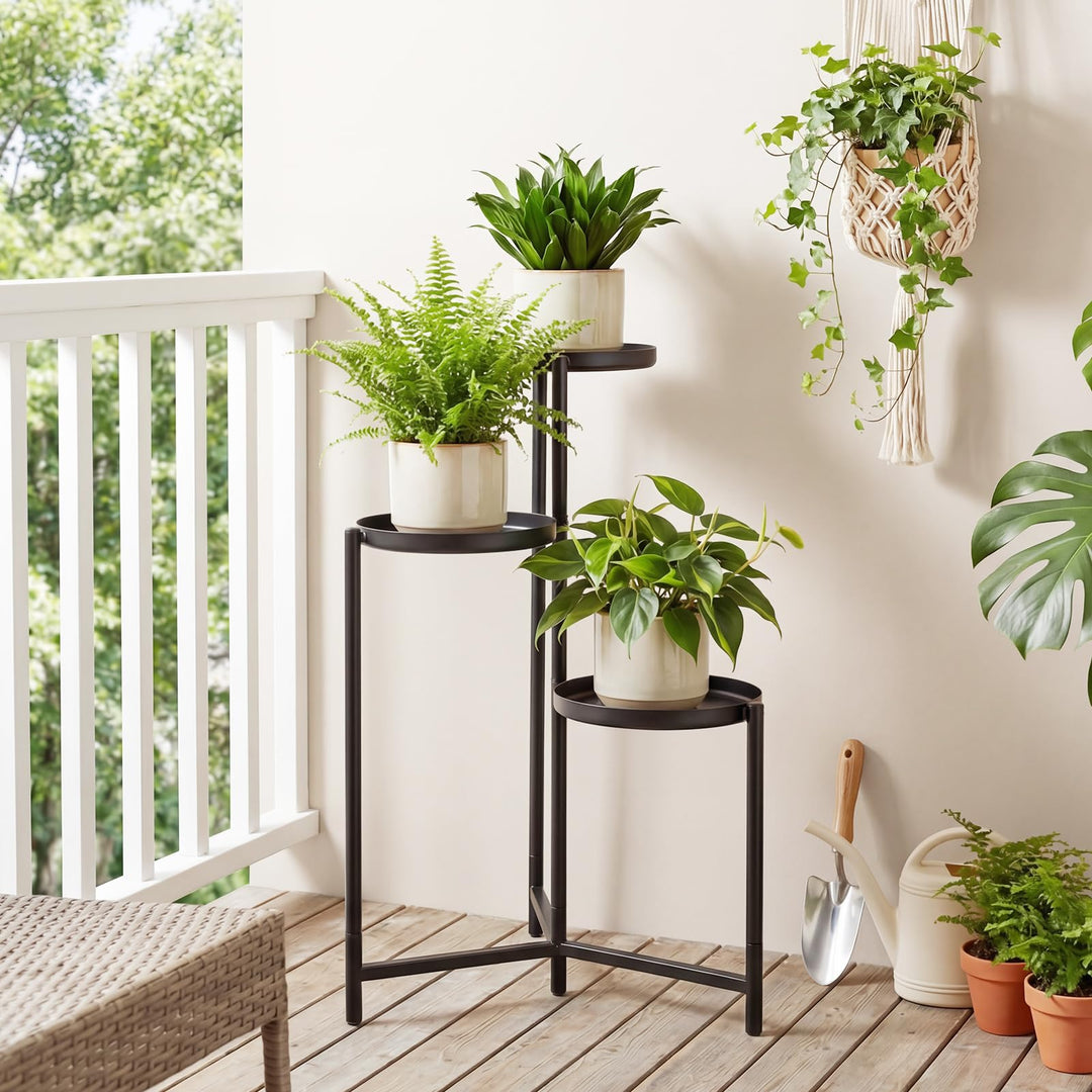 Giantex 3-Tier Metal Tall Corner Plant Stand Indoor Outdoor