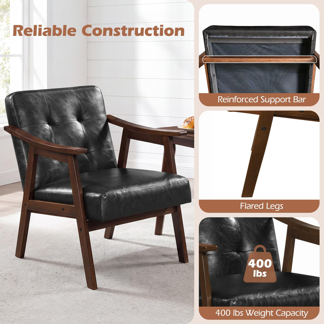 GIANTEX Faux Leather Accent Chair with Inclined Backrest (1/2)