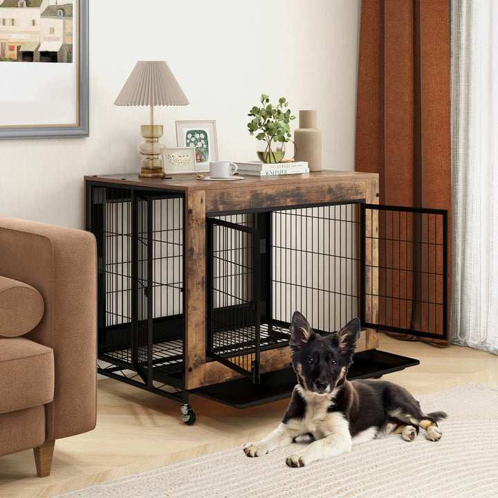 Giantex Dog Crate Furniture with Wheels