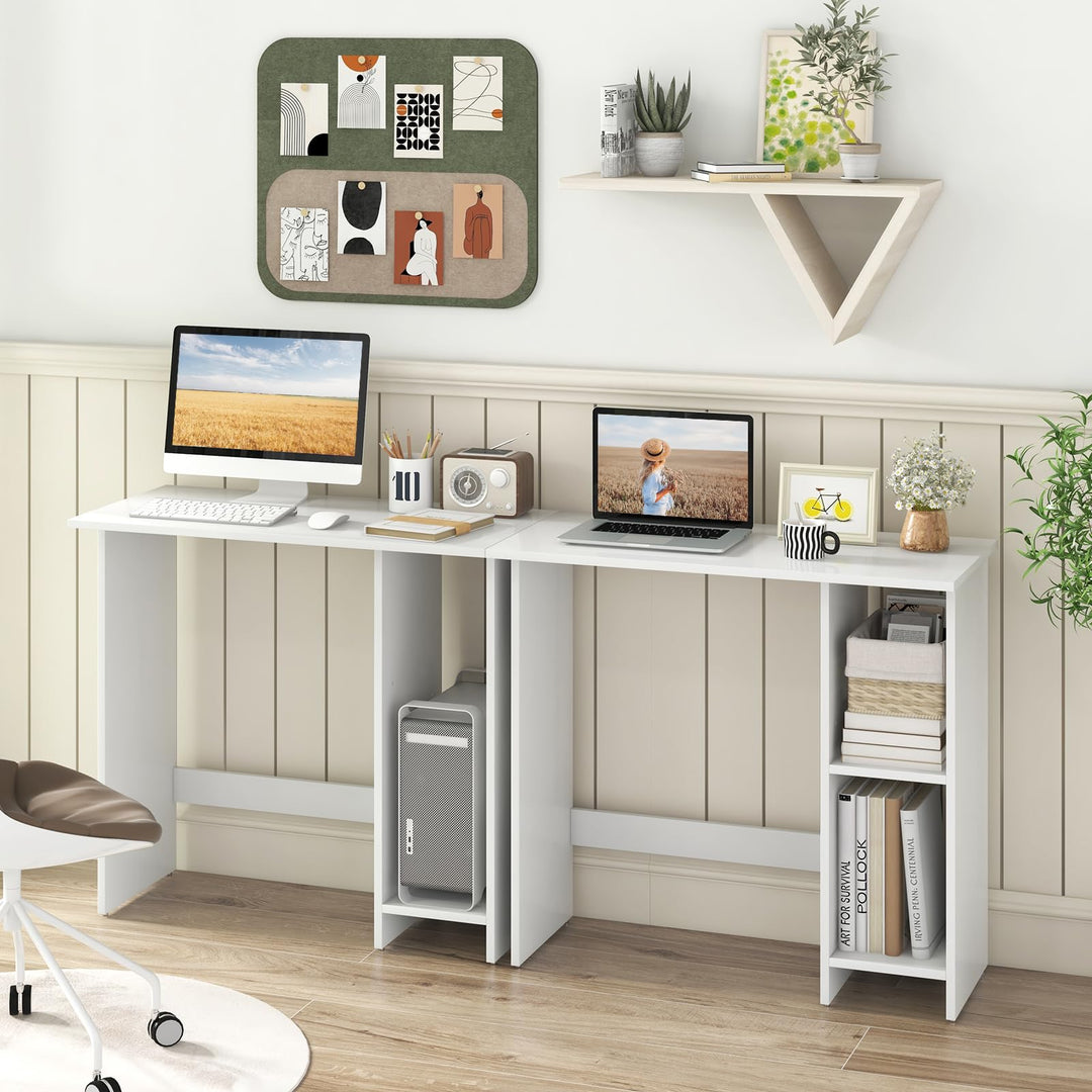 Giantex Small Desk, Compact Study Writing Desk with 3-Position Adjustable Shelf, Anti-Toppling Kit