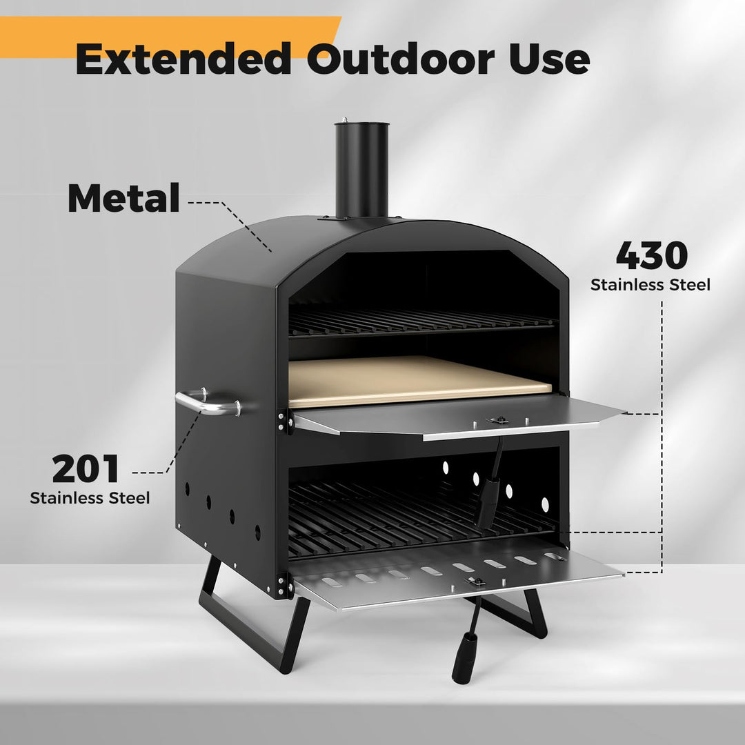 Giantex Wood Fired Outdoor Pizza Oven with 16-Inch Pizza Stone