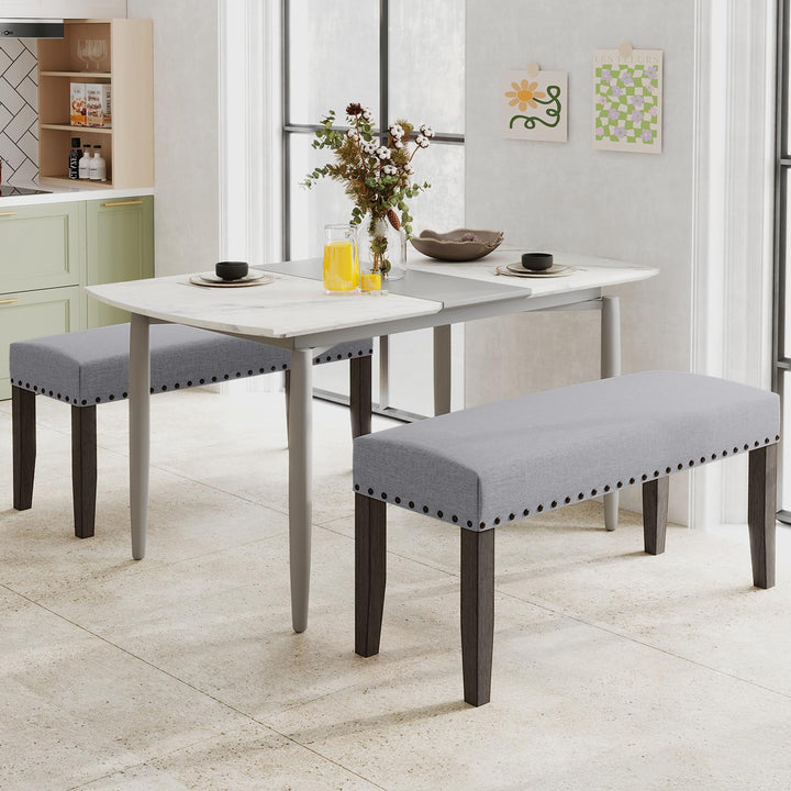 Giantex 42.5” Upholstered Entryway Bench, Set of 1/2 Dining Bench with Nailhead Trim
