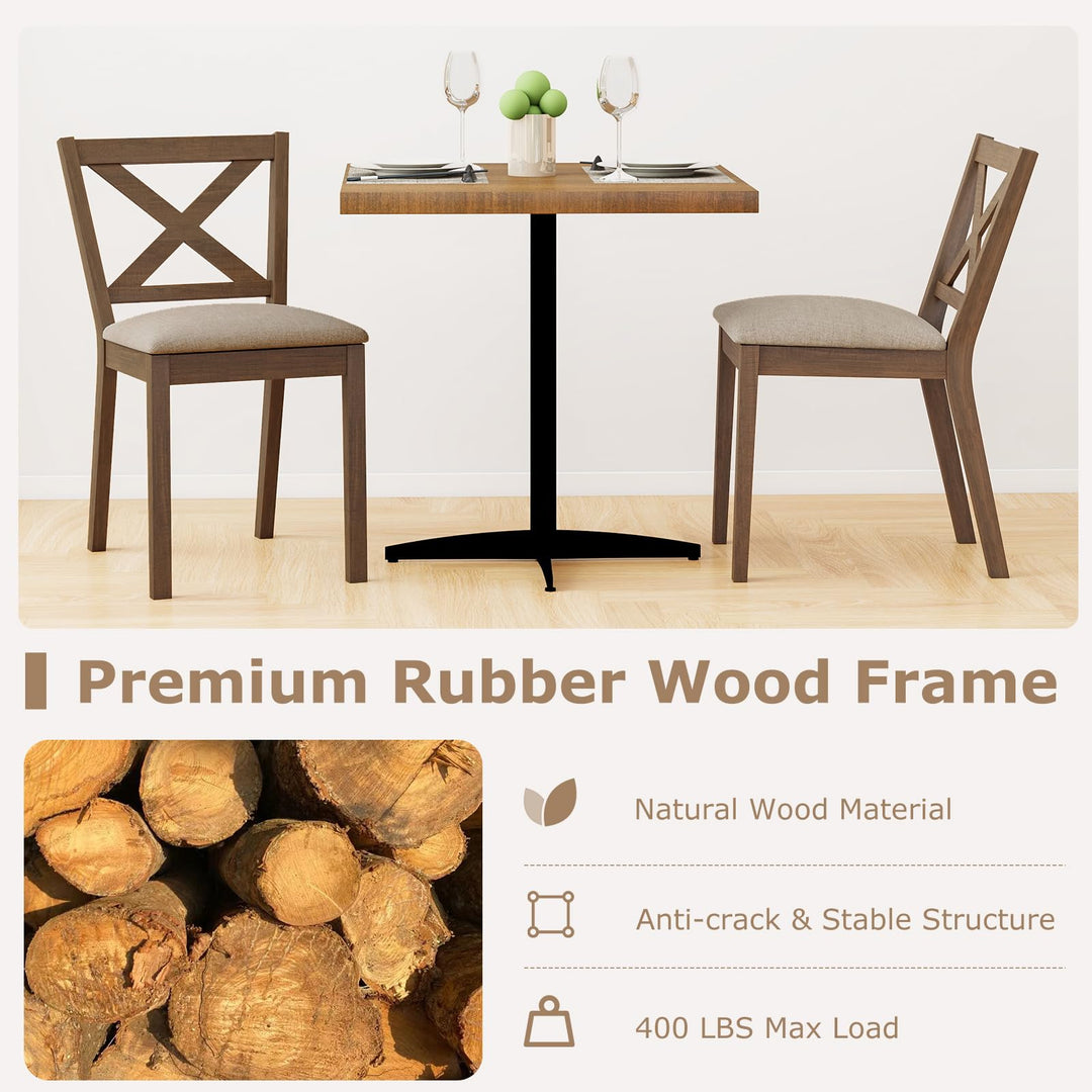 Giantex Wooden Dining Chairs Set of 2/4 with Rubber Wood Legs, Fabric Padded Seat Cross Back