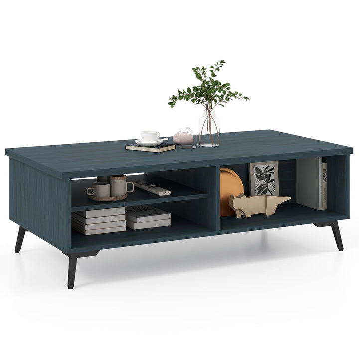 Giantex 2-Tier Mid Century Modern Coffee Table with Storage Shelves Compartments