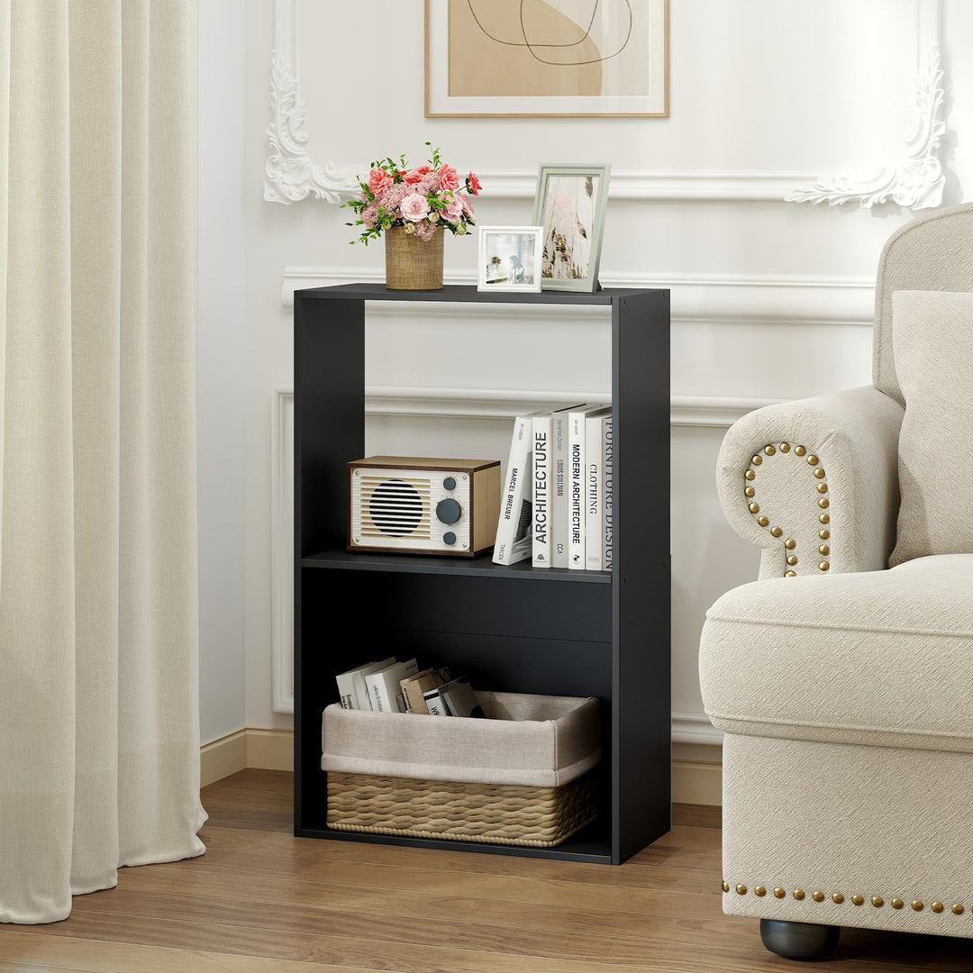 Giantex 3-Tier Bookshelf | 2-Cube Bookcase w/Open Storage Compartment (1/2)