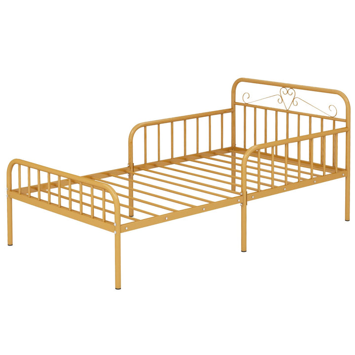 Giantex Metal Twin Bed Frames for Kids, Heavy Duty Metal Platform Bed Frame with Headboard & Safety Guardrails
