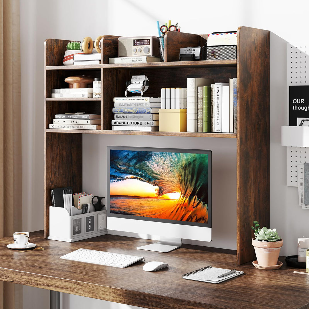 Giantex Desktop Bookshelf, 37" Desk Hutch Dorm for Computer Up to 32 Inch