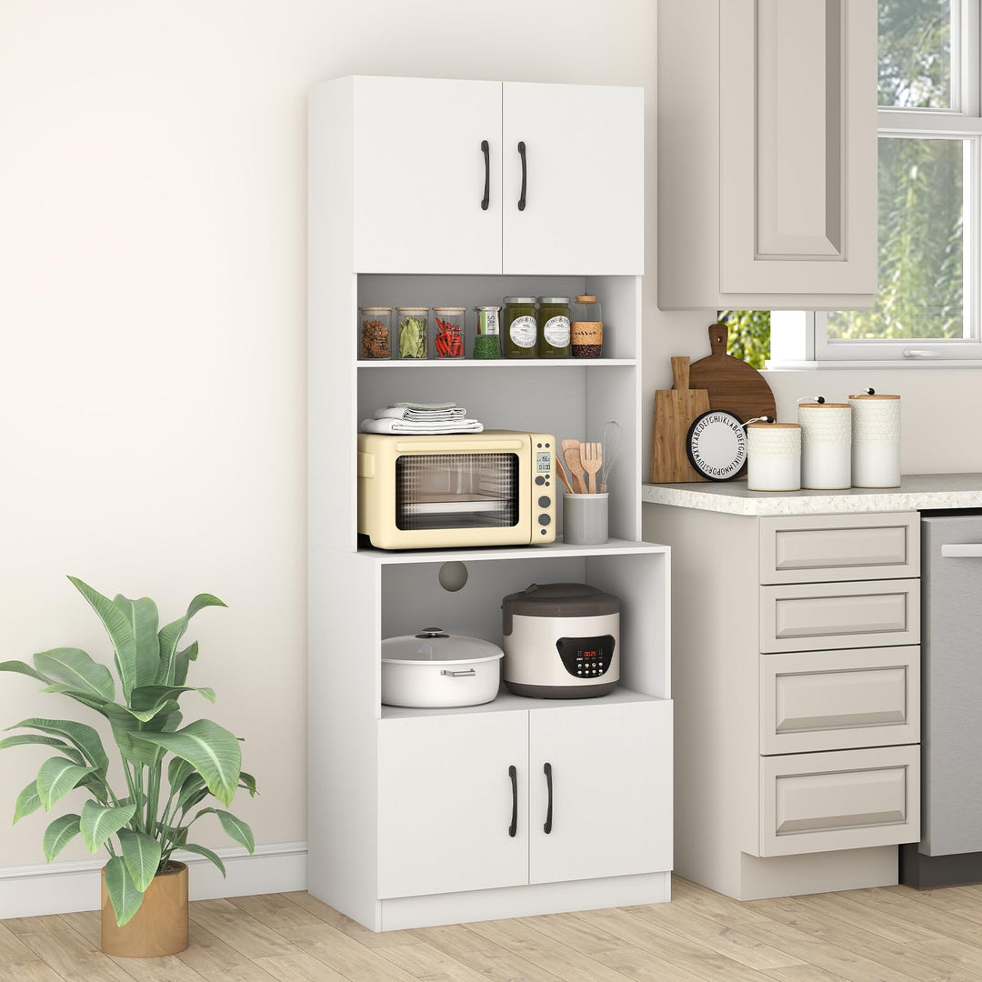 Giantex 66" Kitchen Pantry Cabinet with Charging Station