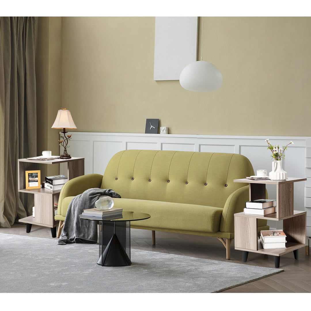 Giantex 3-Tier Geometric Bookshelf Set of 2 with Open Storage Shelves