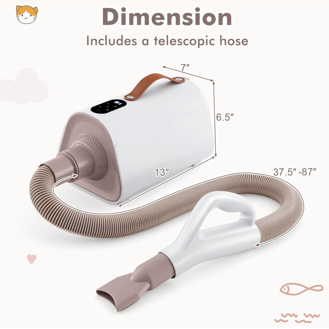 Giantex Dog Dryer, Dog Hair Dryer with Adjustable Air Speed and Temperature Control, 4 Nozzles, Negative Ion Function