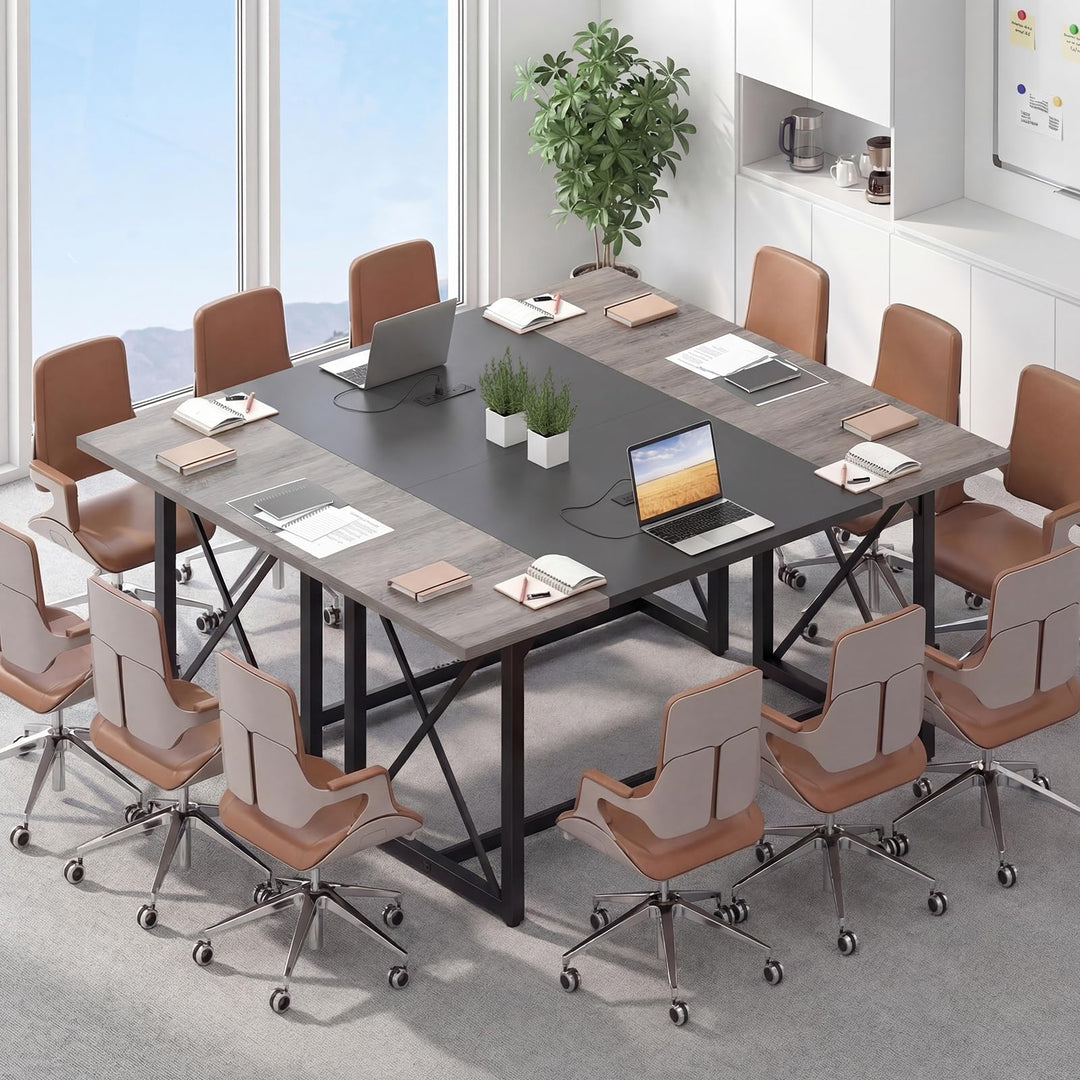 Giantex 6FT Large Rectangle Conference Table with Power Outlets (1/2)